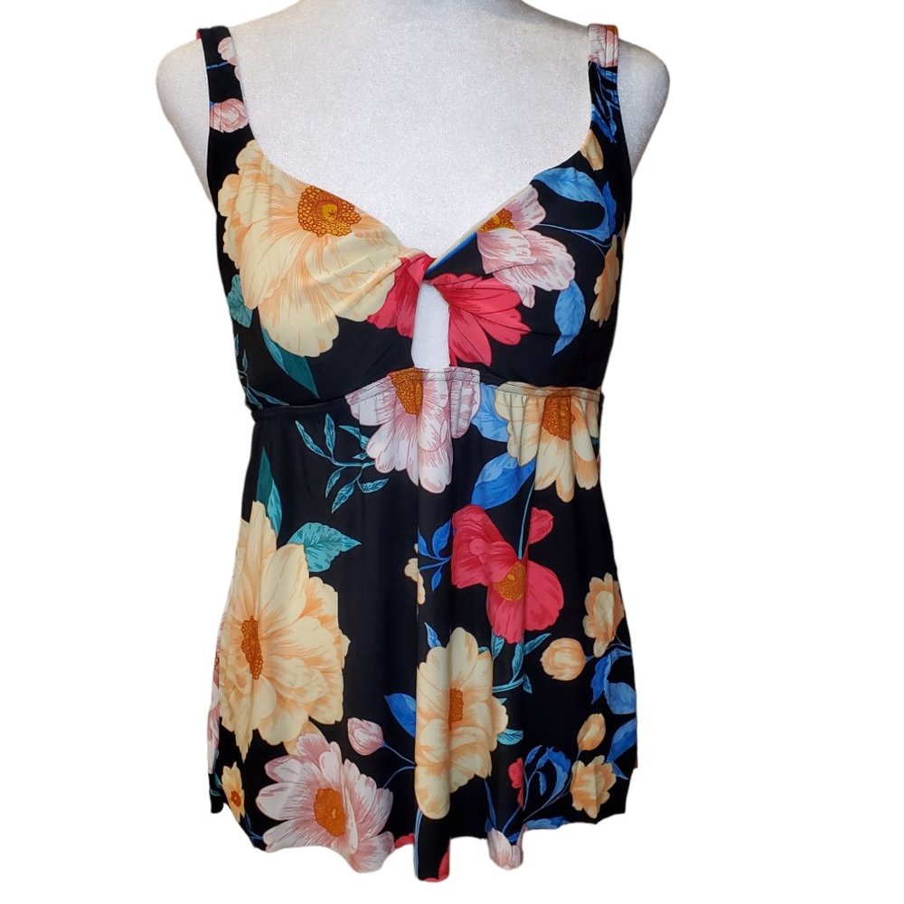 NWT Tankini Swim Top Size 12 Dreamsuit by Miracle Brands Black Pink Blue Multi - Picture 6 of 10